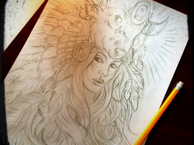 400x300 Buffalo Headdress - Headdress Sketch