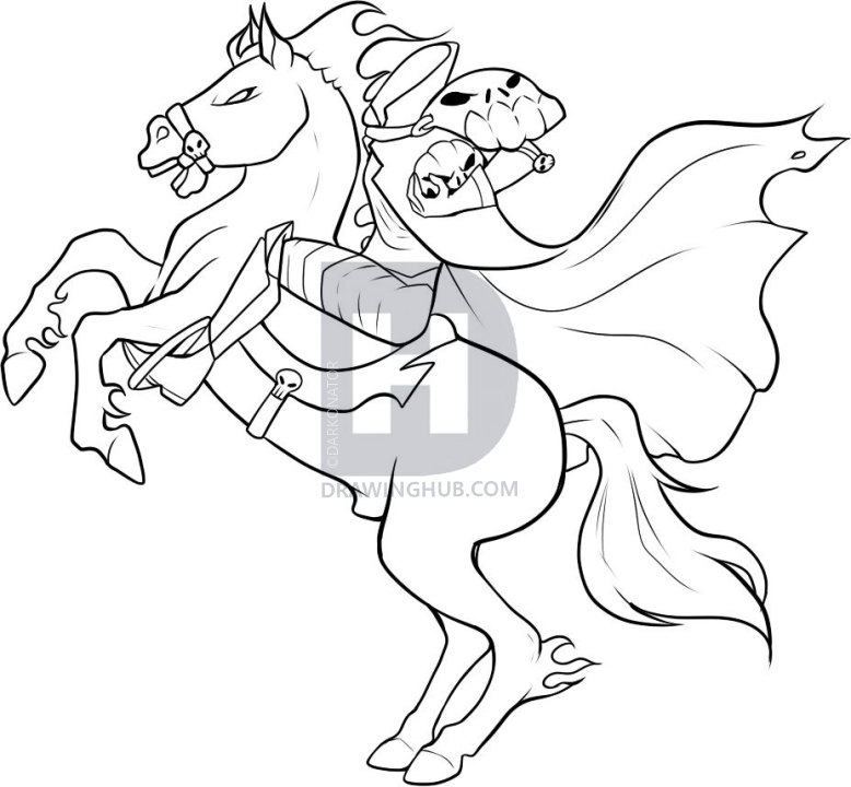 778x720 How To Draw The Headless Horseman, Step By Step, Drawing Guide, By - Headless Horseman Sketch