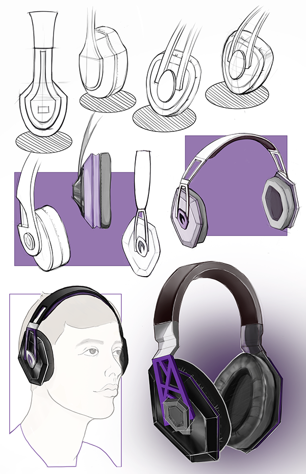 600x927 Headphone Design Concepts On Behance - Headphone Design Sketch