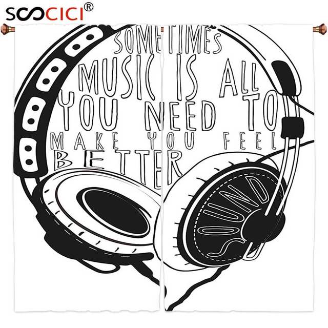 640x640 Online Shop Window Curtains Treatments 2 Panels,music Decor - Headphone Design Sketch