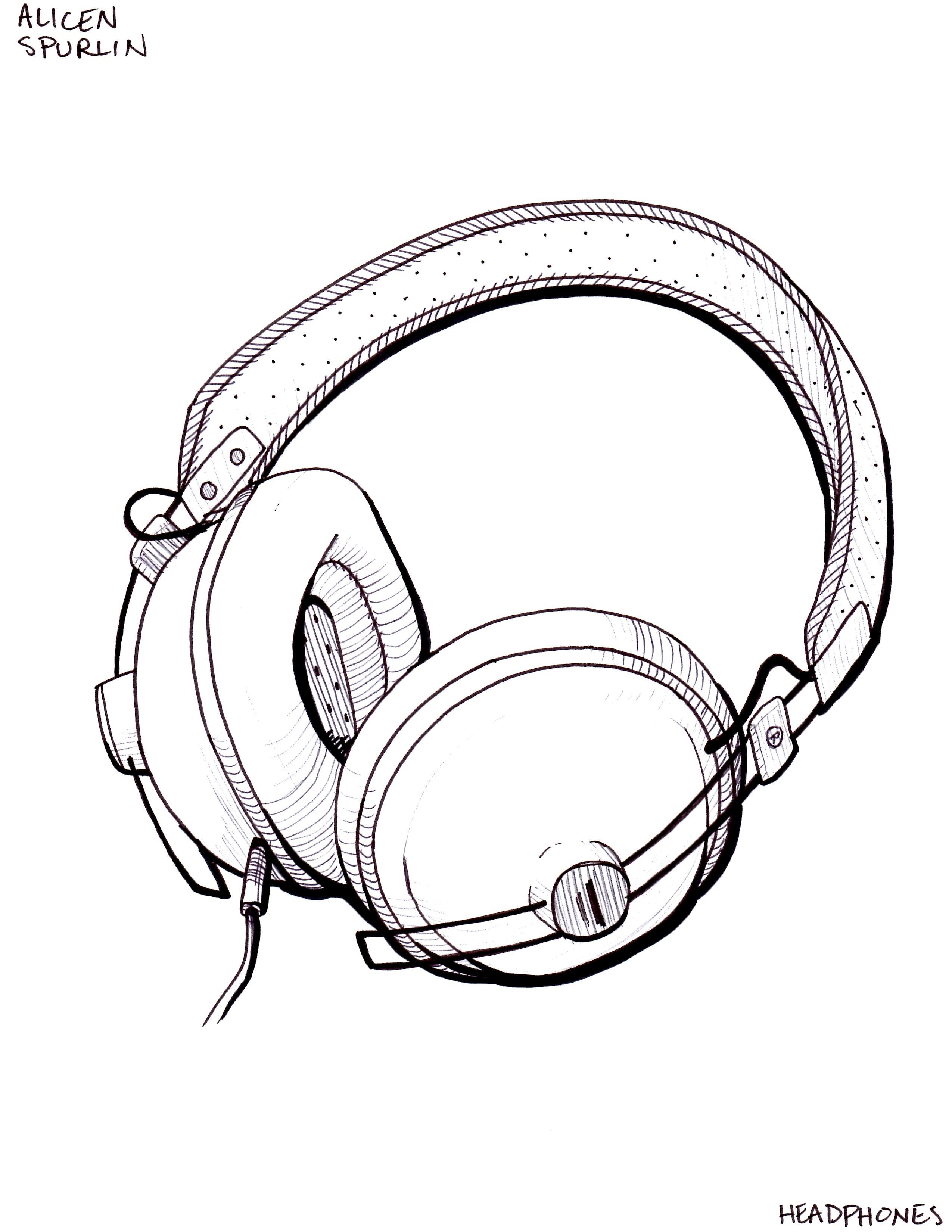 2550x3300 Collection Of Headphone Drawing Designs High Quality, Free - Headphones Sketch