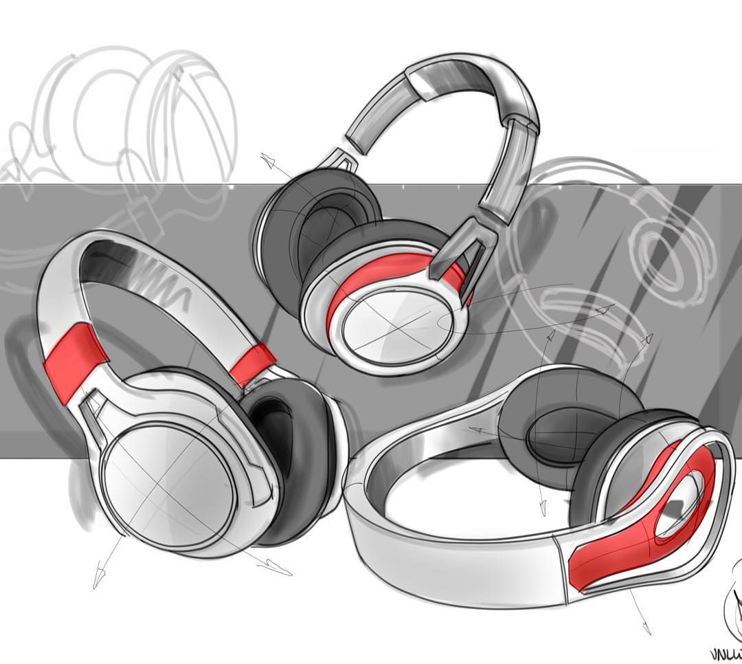 1080x966 Headphones Sketch By Joost Van Leeuwen Sketches In 2018 - Headphones Sketch
