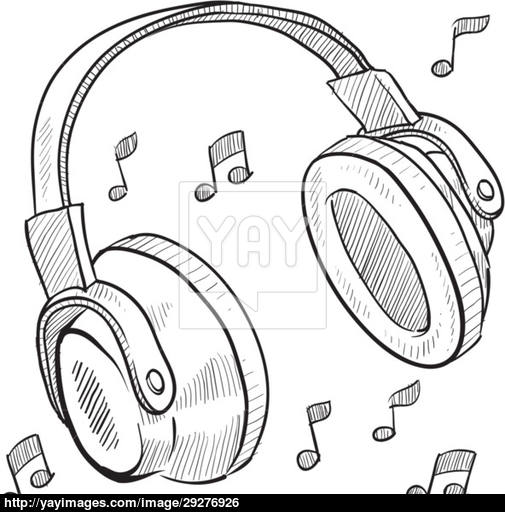 505x512 Audio Headphones Sketch Vector - Headphones Sketch