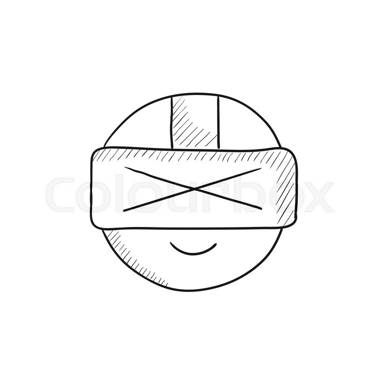 800x800 Man In Virtual Reality Headset Vector Sketch Icon Isolated On - Headset Sketch