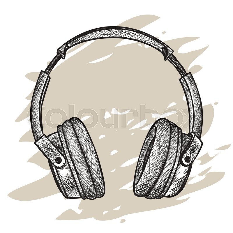 800x800 Vector Hand Drawn Sketch Of Headphones Against Grunge Background - Headset Sketch