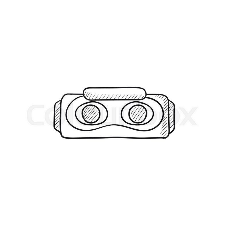800x800 Virtual Reality Headset Vector Sketch Icon Isolated On Background - Headset Sketch