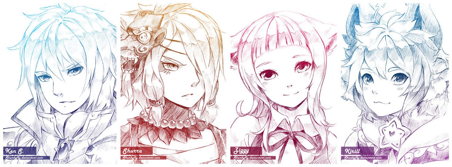 1470x544 Open 1000 Pts!] Headshot Sketch Commission! By Skunkyfly On - Headshot Sketch