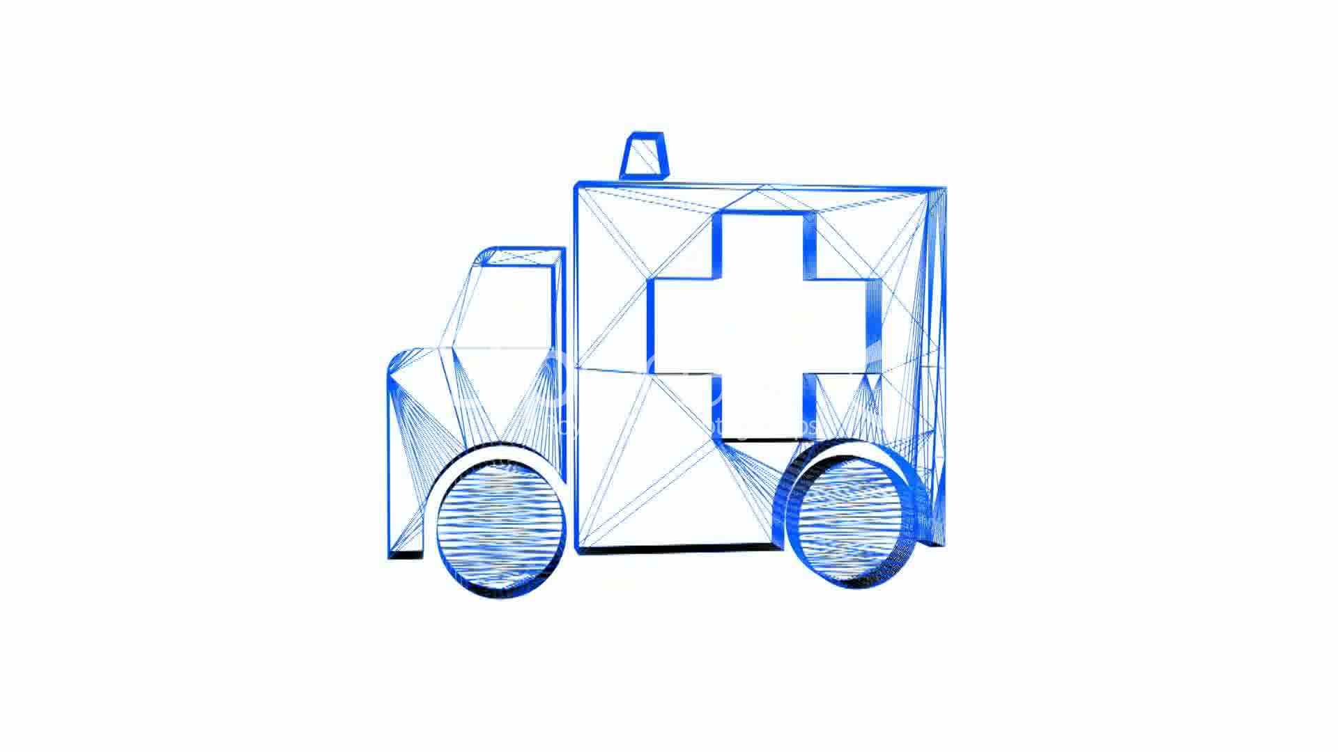 1920x1080 Rotation Of 3d Ambulance.grid,mesh,emergency,medical,help,rescue - Health Sketch