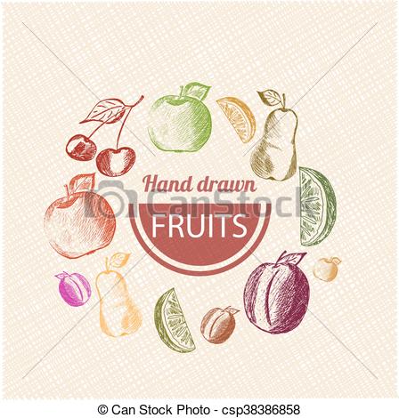 448x470 Hand Drawn Sketch Style Fruits Composition. Healthy Food Vector - Healthy Food Sketch