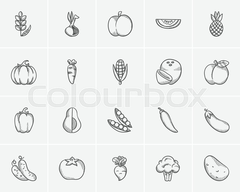 799x639 Healthy Food Sketch Icon Set For Web, Mobile And Infographics - Healthy Food Sketch