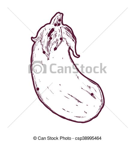 450x470 Eggplant Sketch Vegetable Healthy Food Icon. Vector Graphic - Healthy Food Sketch