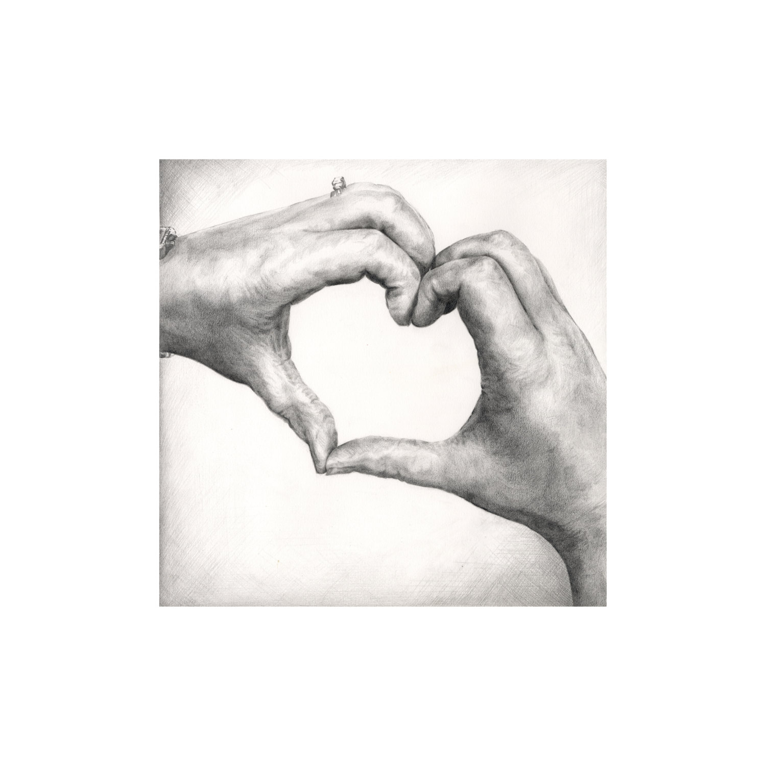 1500x1500 Heart Hands 12x12cm Digital Print From Pencil Drawing. Etsy - Heart Hands Sketch