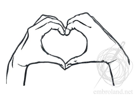 570x411 Heart Hands Machine Embroidery Design Instant Download Etsy - Heart Hands Sketch
