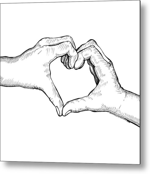 493x572 Heart Hands Metal Print By Karl Addison - Heart Hands Sketch