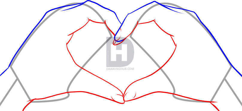 808x371 How To Draw Heart Hands, Step By Step, Drawing Guide, By - Heart Hands Sketch