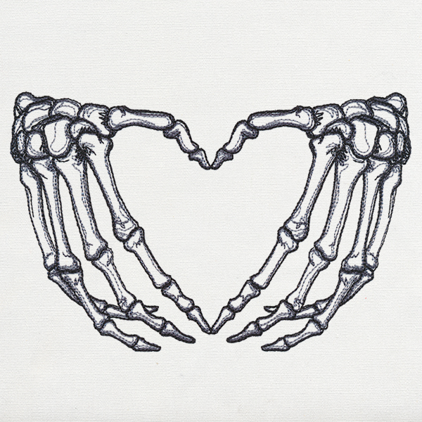 600x600 Skeleton Heart Hands Urban Threads Unique And Awesome - Heart Hands Sketch