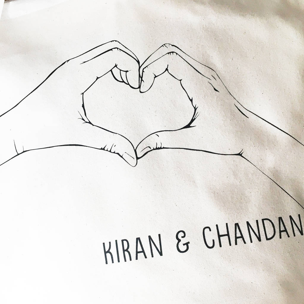 1024x1024 Personalised Cotton Tea Towel Heart Hands By Personalised Penguins - Heart Hands Sketch