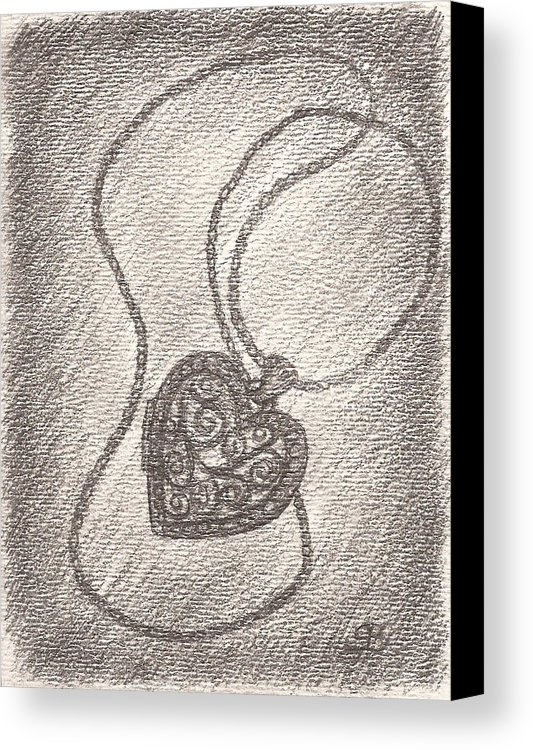 533x750 Heart Locket Canvas Print Canvas Art By Savannah Bertozzi - Heart Locket Sketch