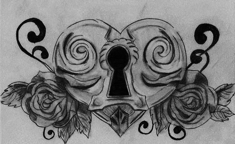825x506 Heart Locket Tattoo By Spongy Tweety - Heart Locket Sketch