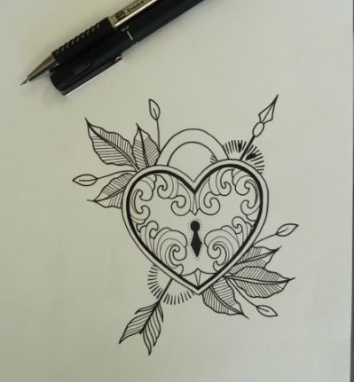 Heart Locket Sketch at PaintingValley.com | Explore collection of Heart ...