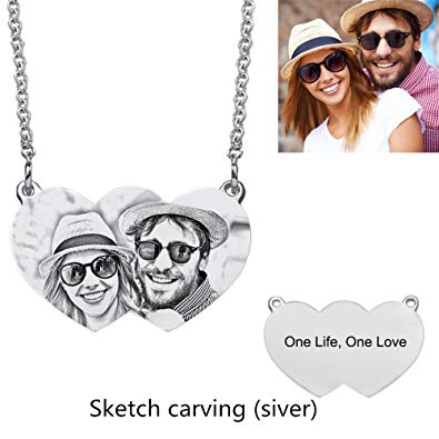 395x395 A2myl Personalized Photo Heart Locket Necklace - Heart Locket Sketch