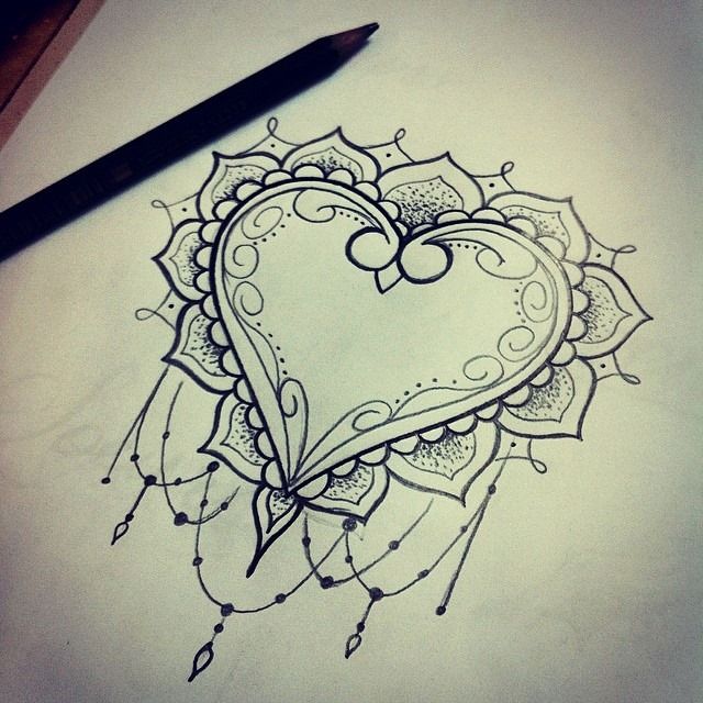 640x640 Collection Of Heart Tattoo Sketch - Heart Outline Sketch