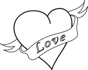 300x240 Flower Outlines For Coloring Love Clipart Image - Heart Outline Sketch