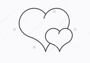 300x210 Outline Sketch Of Romantic Love Couples Love Icon Red Hearts - Heart Outline Sketch