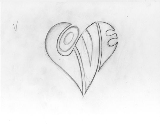 540x418 Heart Sketches - Heart Pencil Sketch