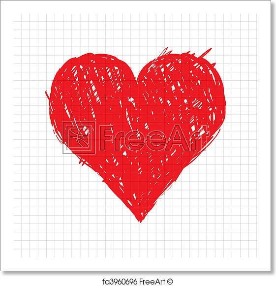 561x581 Free Art Print Of Sketch Heart Shape Red For Your Design Freeart - Heart Shape Sketch