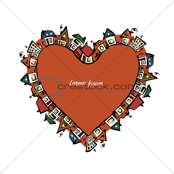 340x340 Image 6909386 Cityscape Heart Shape, Abstract Houses Sketch For - Heart Shape Sketch