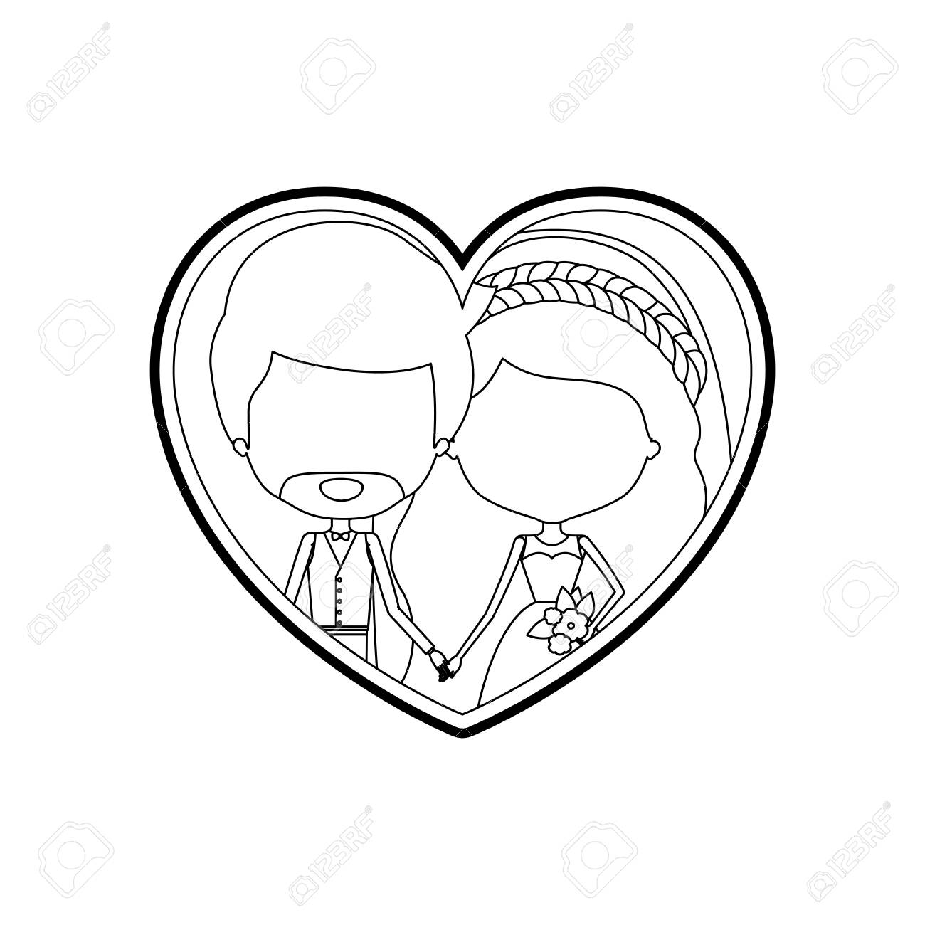 1300x1300 Sketch Silhouette Heart Shape With Caricature Faceless Newly - Heart Shape Sketch