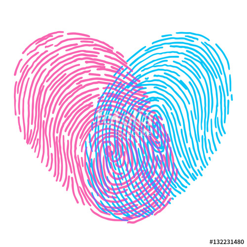 500x500 Valentines Day Design. Vector Fingerprint Sketch With Heart. Hand - Heart Shape Sketch
