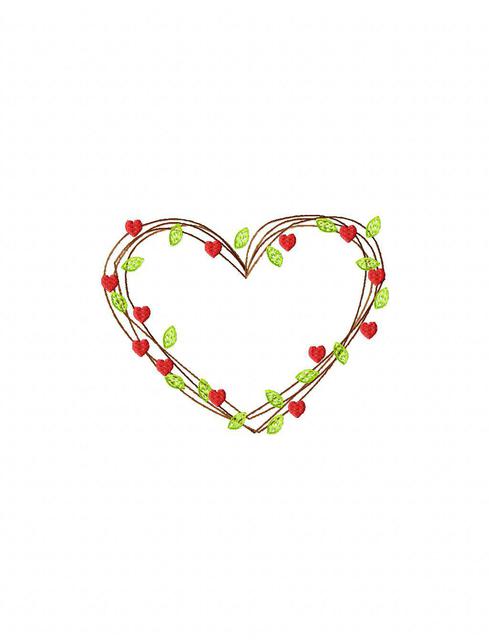 489x640 Simple Heart Vine Wreath Sketch Embroidery Design - Heart Sketch
