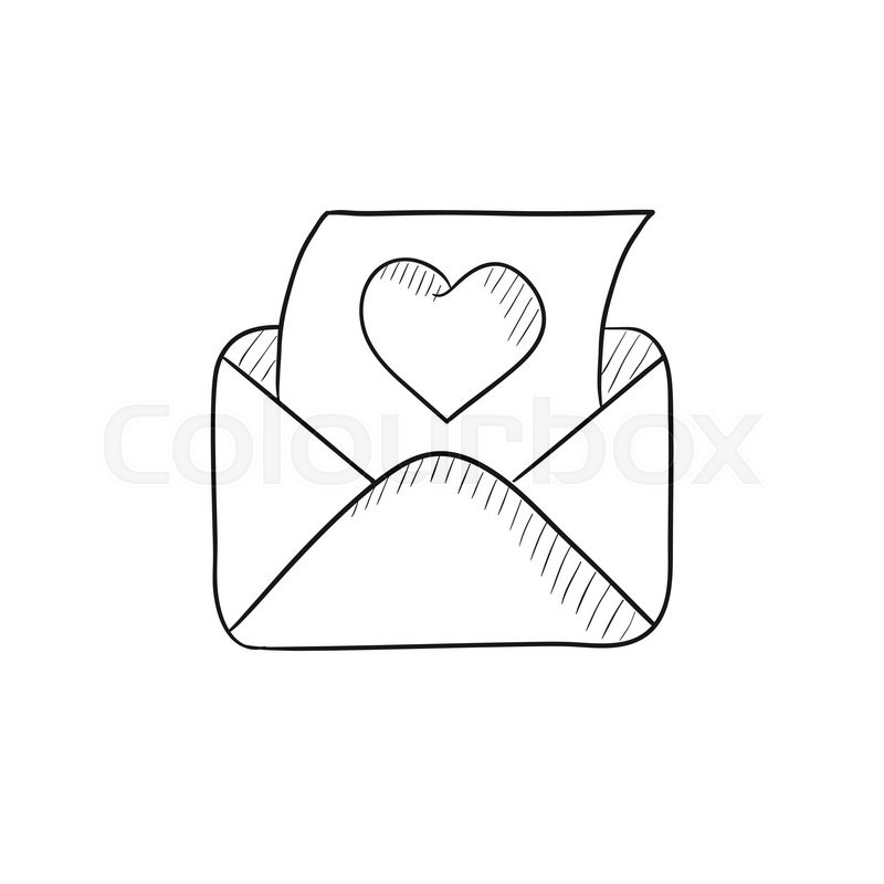 800x800 Envelope Mail With Heart Vector Sketch Icon Isolated On Background - Heart Sketch