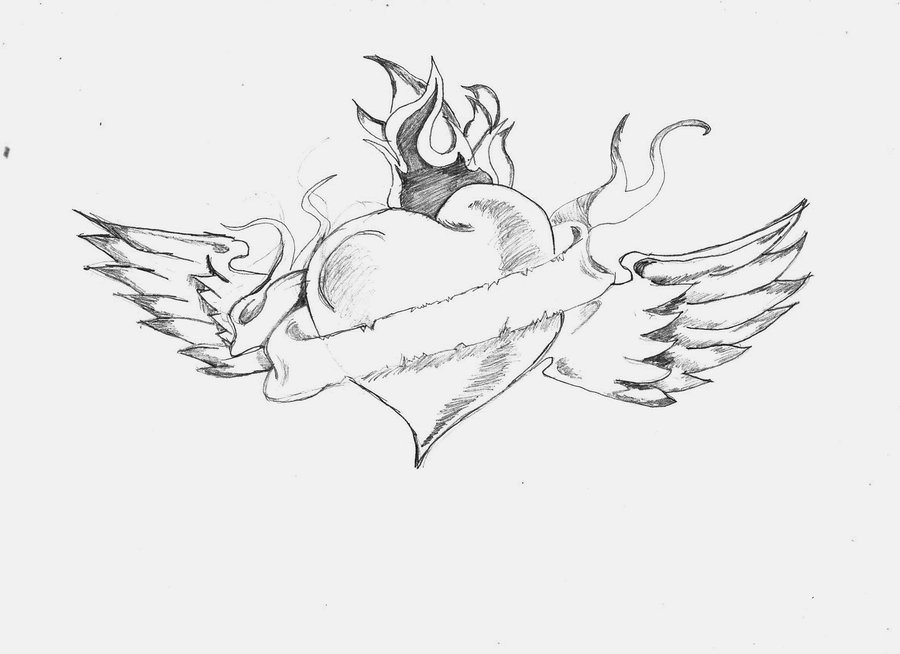 900x654 Heart Sketch (Re Make) By Fireworkprodz - Heart Sketch Drawing