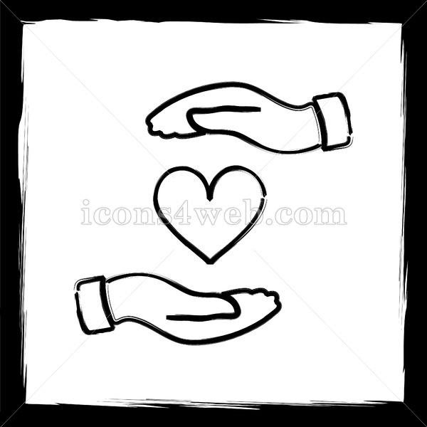 600x600 Hands Holding Heart Sketch Icon. - Heart Sketch Images