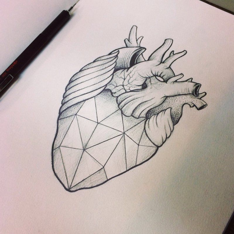 800x800 Geometric Heart By Moviemetal3 Tattoo Tattoos - Heart Sketch Tattoo