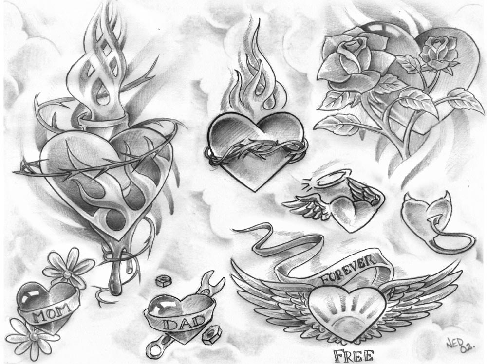 1000x748 Sketch Tattoos Heart Fire Part 3 3d Tattoos Images - Heart Sketch Tattoo