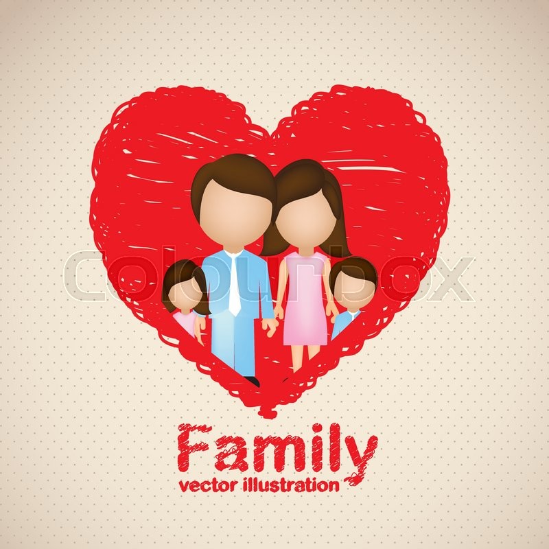 800x800 Illustration Of Family Icons In Heart Sketch, Isolated On Beige - Heart Sketch Vector