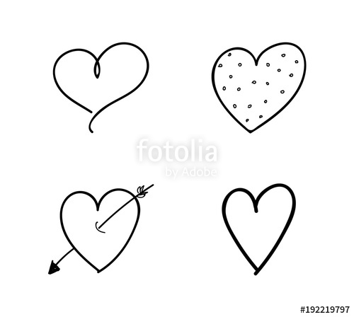 500x448 Hand Drawn Hearts Icons - Heart Sketch Vector