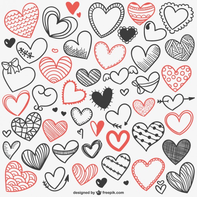 626x626 Heart Sketches Background Vector Free Download - Heart Sketches