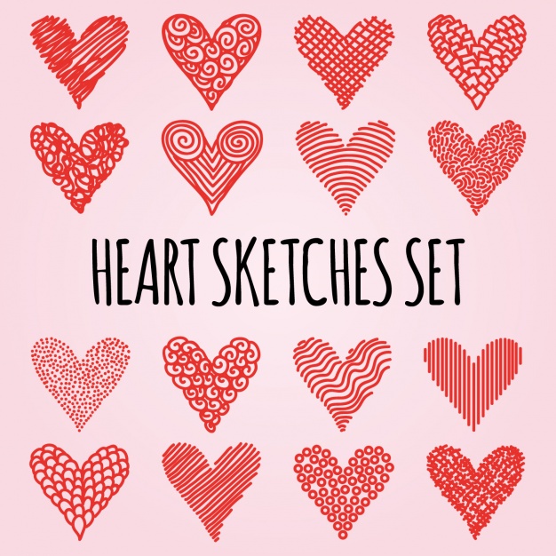 626x626 Heart Sketches Set Vector Free Download - Heart Sketches