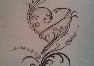 300x210 I Love You Heart Sketches Love Heart Drawings Free Download Clip - Heart Sketches