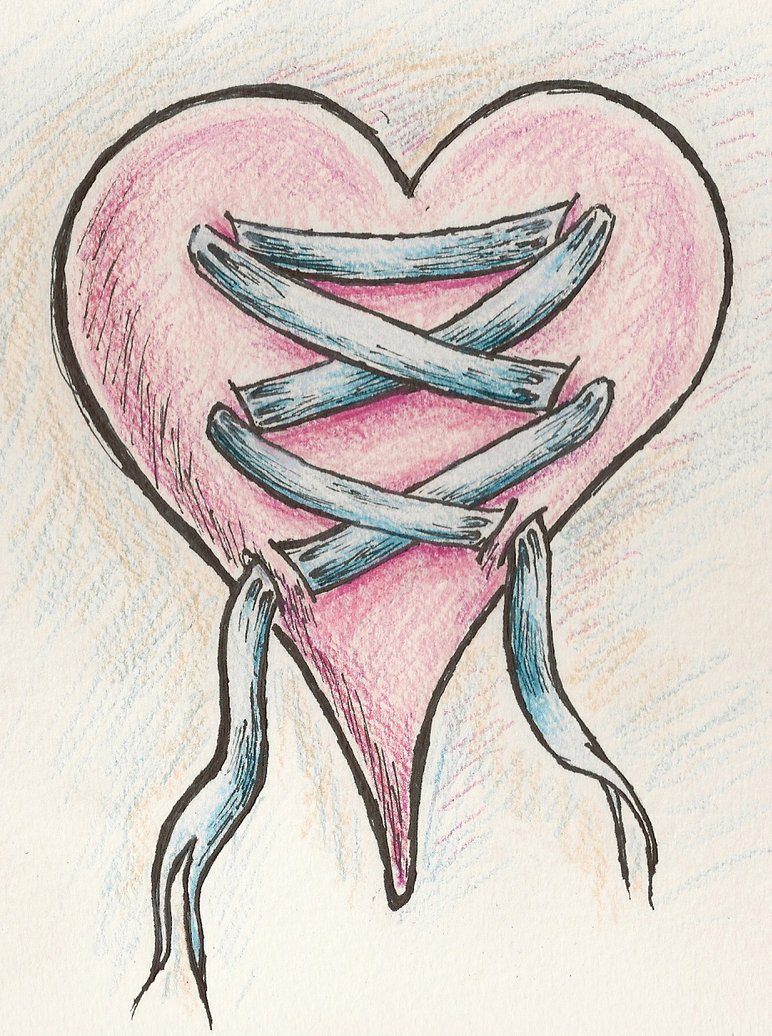 772x1036 Corset Heart Tattoo Sketch - Heart Tattoo Sketch