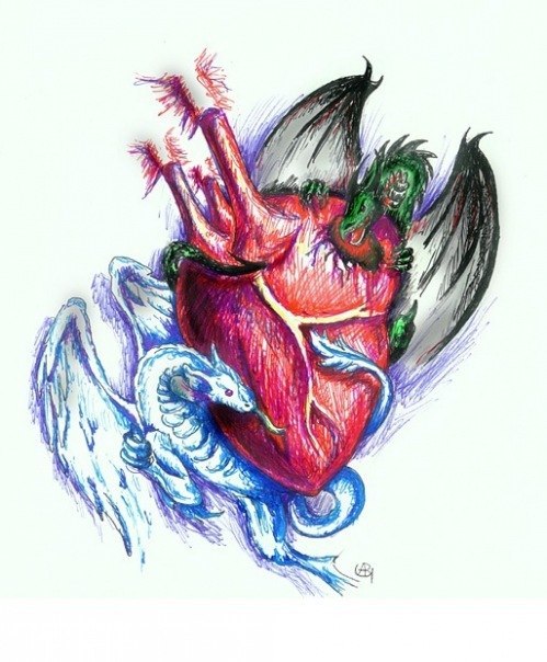 499x604 Dragons Heart Tattoo Sketch Best Tattoo Designs - Heart Tattoo Sketch