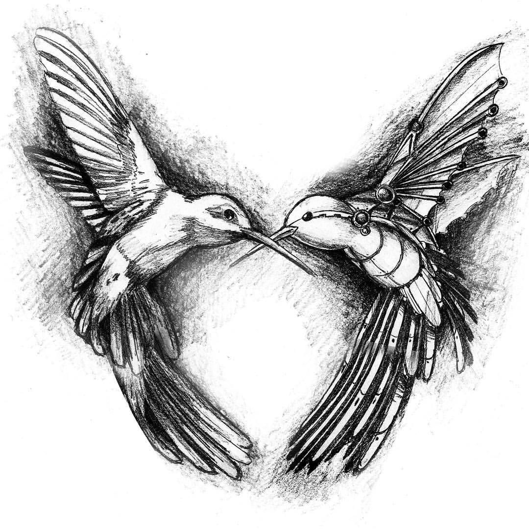 1080x1080 Hummingbird With Heart Tattoo One Of My Favorite - Heart Tattoo Sketch