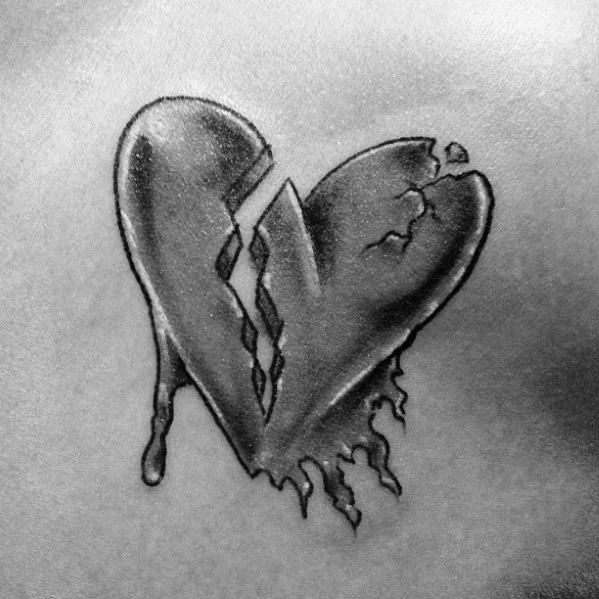599x599 40 Broken Heart Tattoo Designs For Men - Heart Tattoo Sketch