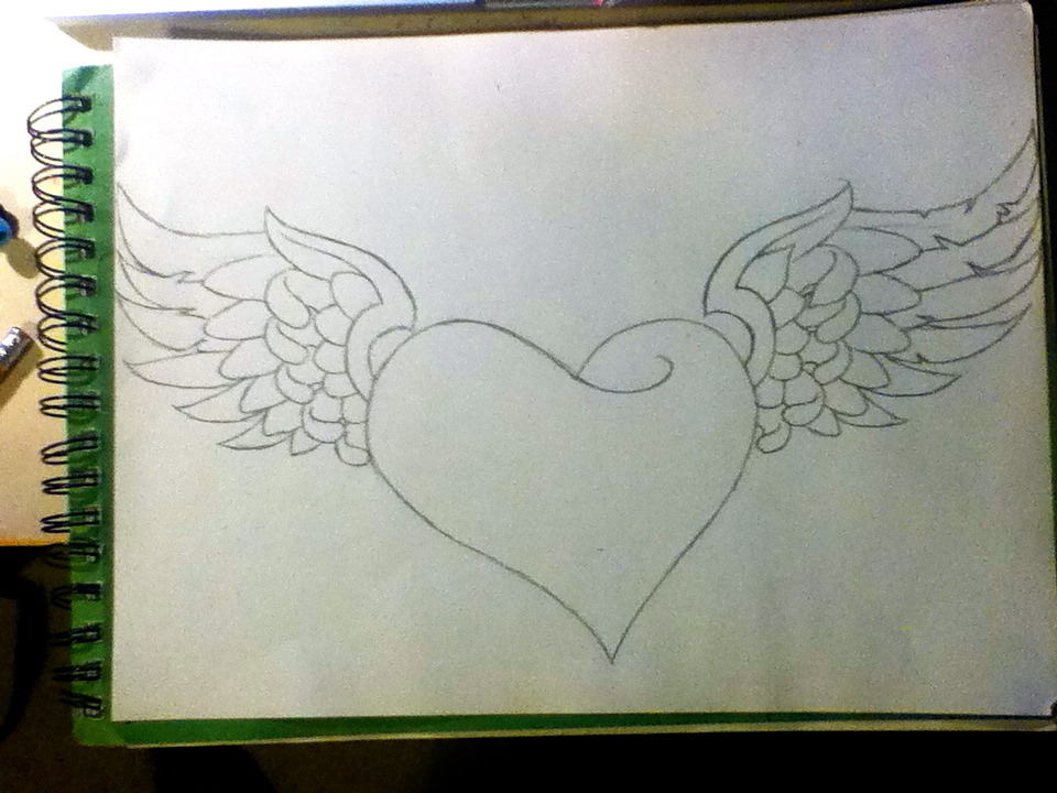 960x720 Heart And Wings Sketch By Amir26114 - Heart With Wings Sketch