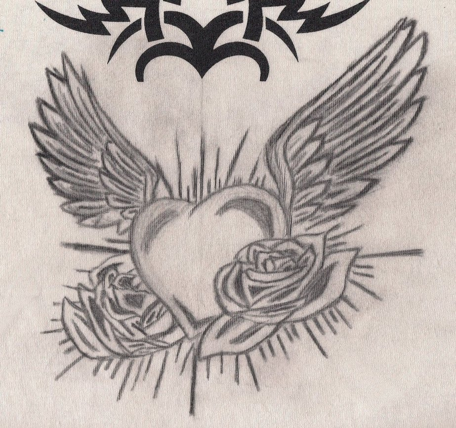 923x865 Sketches Of Hearts With Wings Heart Wings Drawing At Getdrawings - Heart With Wings Sketch